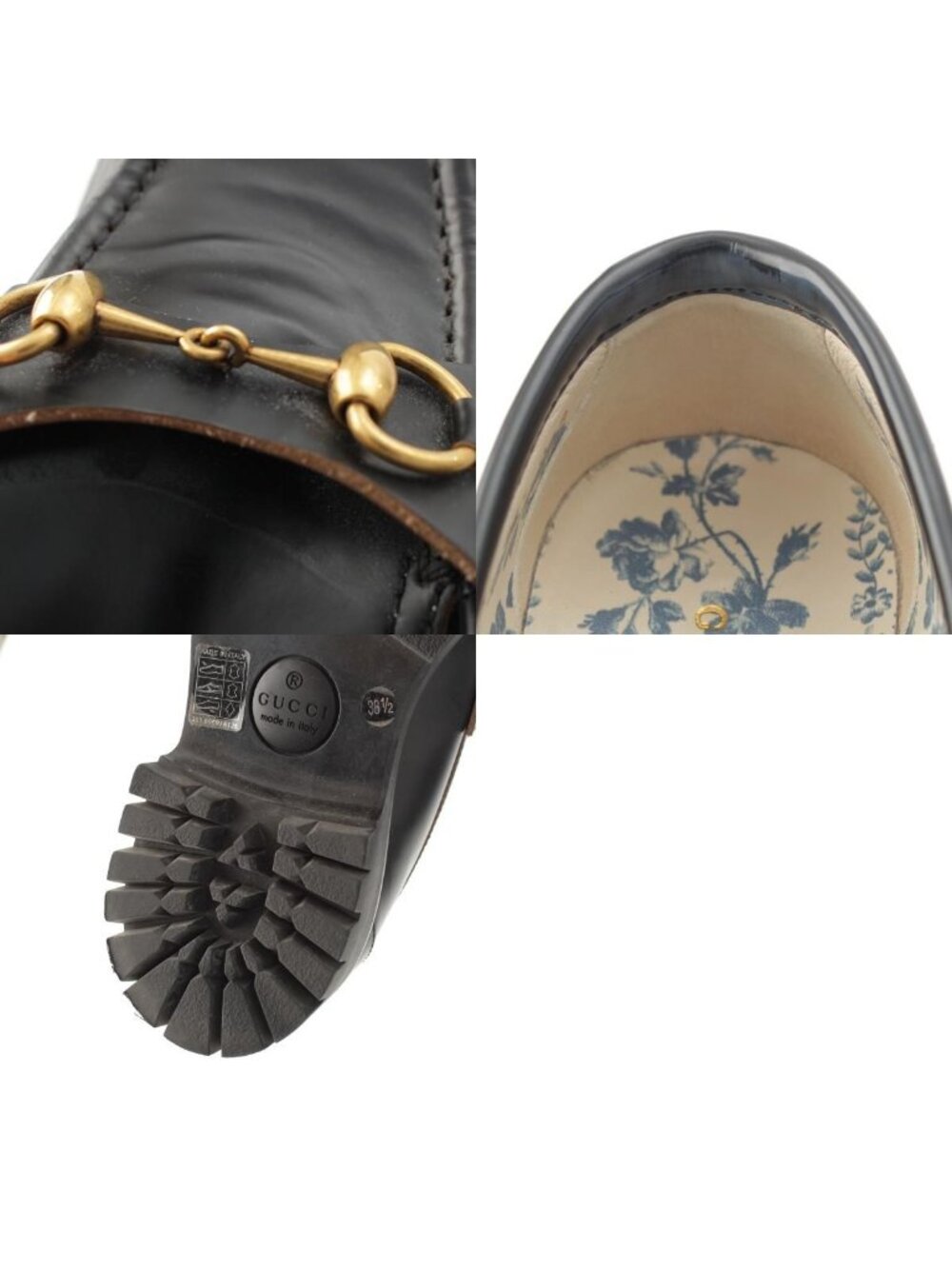 Gucci Leather Horsebit Bi Embroidery Loafers Shoes Black - Picture 10 of 10
